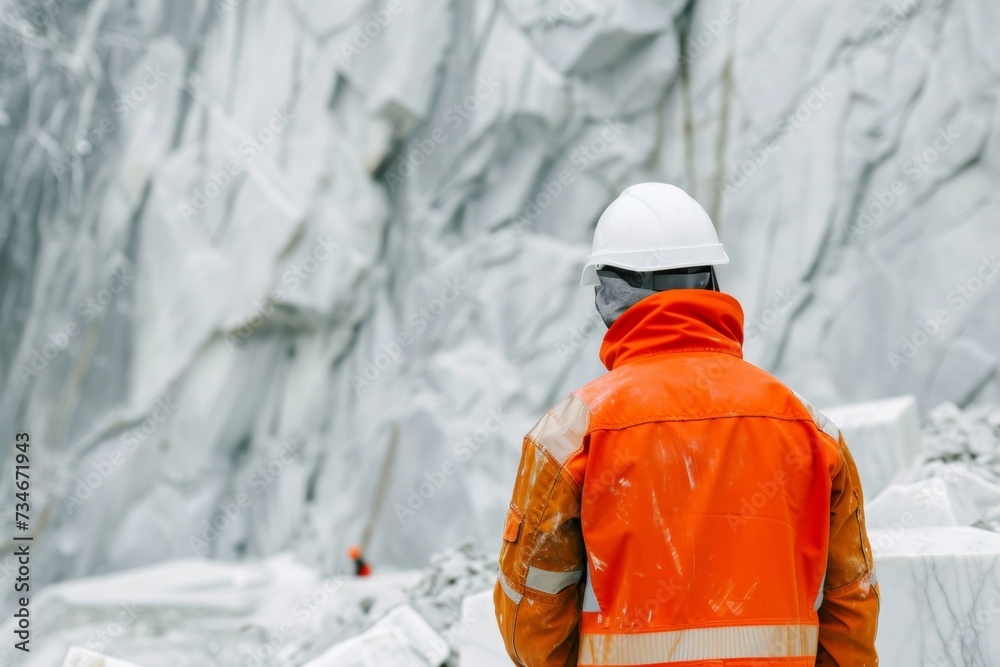 The engineer oversees the marble extraction process and ensures the quarry workers adhere to safety and quality standards.