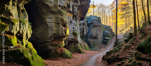 Colorful underground Prometheus Cave formations, Imereti region of Georgia.AI Generative photo