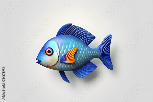 3d rendering Damselfish cartoon