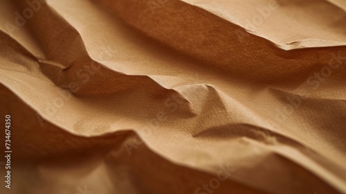 Close-up Texture of Wrinkled Brown Kraft Paper for Background Use