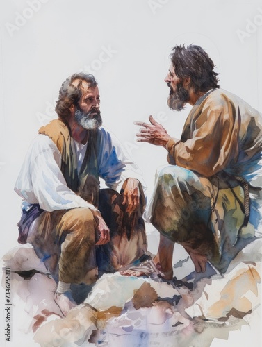 Disciples James and Jesus Discussing Sacrifice Generative AI © Alex