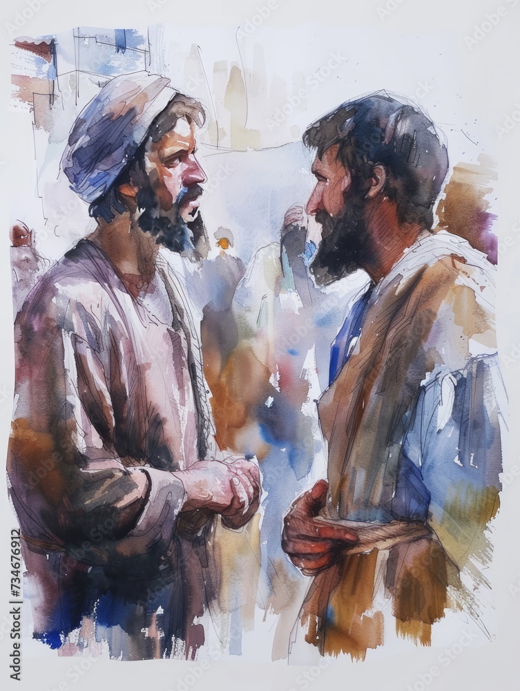 Contemplative Jesus and Matthew with a Mustard Seed Generative AI Generative AI Generative AI Generative AI Generative AI