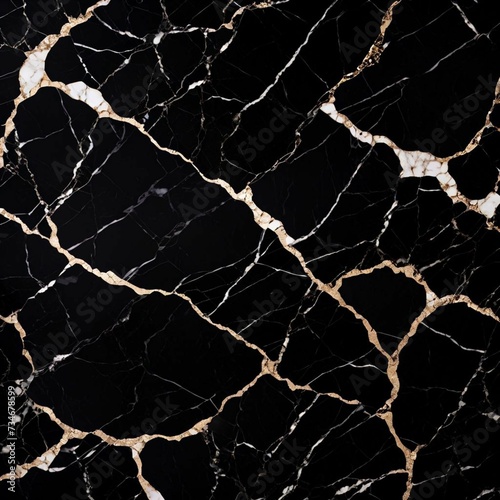 Texture and little blurred background. Black and golden stone texture. Surface marble. AI generated