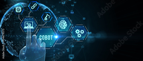 Industrial automation technology concept. Collaborative robot  cobot. 3d illustration