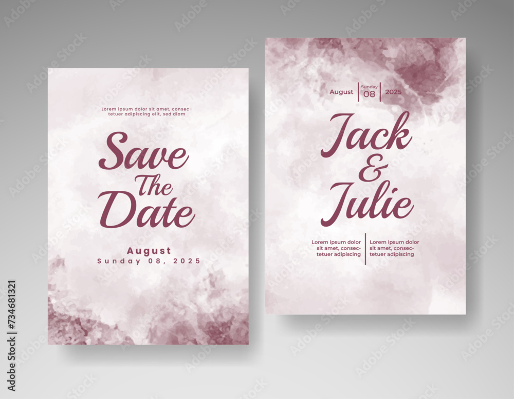 Wedding invitation with abstract watercolor background Wedding invitation with abstract watercolor background