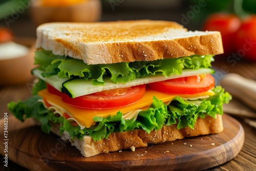 Fresh and healthy vegetarian sandwich with cheese