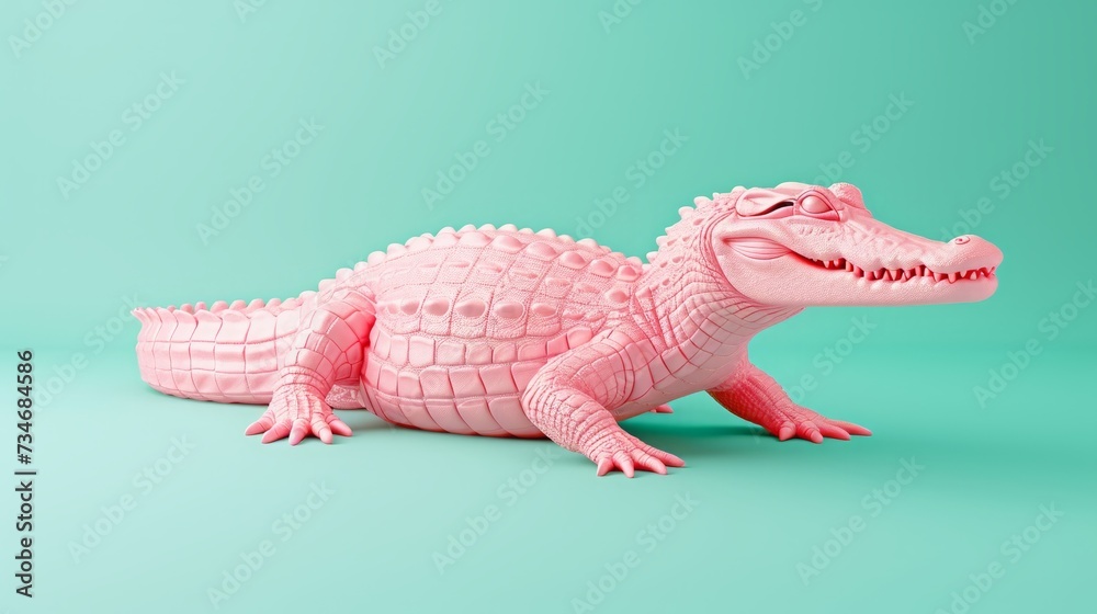 Naklejka premium Pink crocodile.