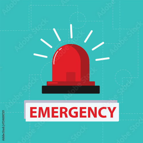 Vector emergency concept with red siren vector design
