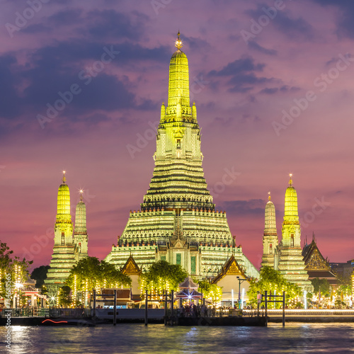 Wat Arun temple Bangkok Thailand, Temple of Dawn, Buddhist temple alongside Chao Phraya River