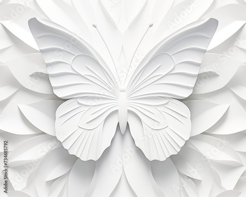 White artificial butterfly background. Butterflies are a symbol of change, freedom and rebirth. Used for
 making a murals or wallpapers. photo
