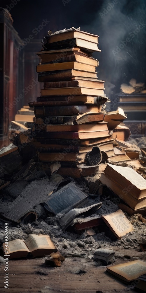 Fototapeta premium ash stack of books