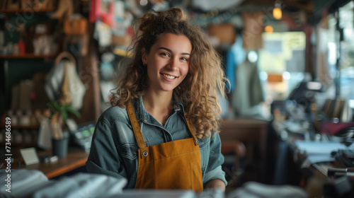 Apparel maker in her studio.