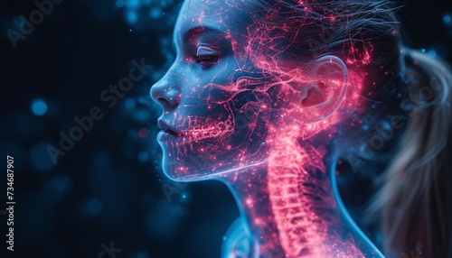 Neon Skeleton: A Glowing, Futuristic Anatomical Illustration Generative AI
