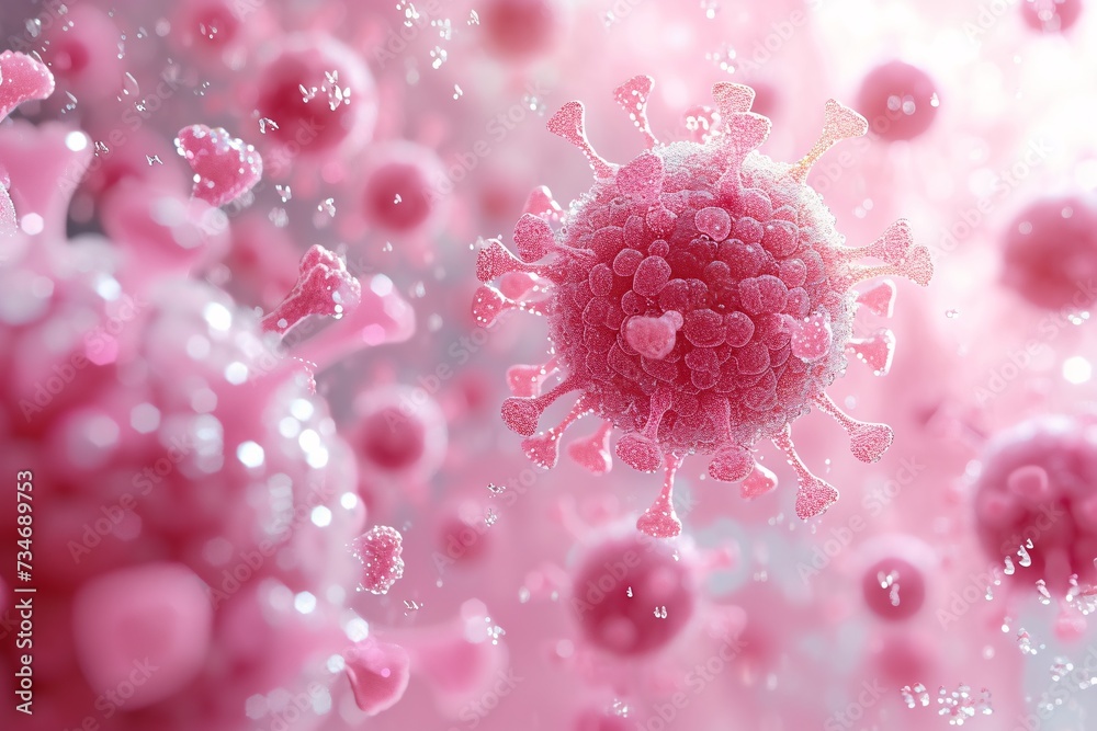 Pink Heart-Shaped Virus: A Symbol of Love and Disease Generative AI Pink Heart-Shaped Virus: A Symbol of Love and Disease Generative AI