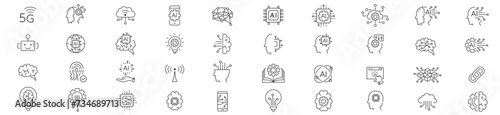 Artificial intelligence icon set. liner  icons Collection illustration Vector