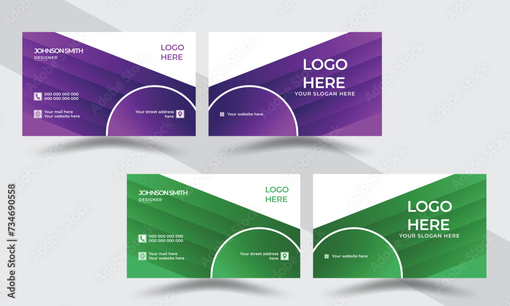Professional modern creative business card template. Front and back side with Two gradient color variation. Vector illustration