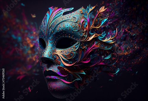 Colorful carnival mask. Generative AI photo