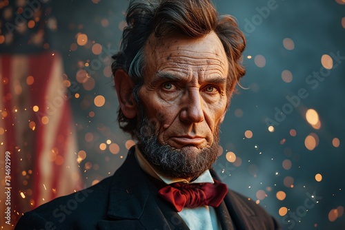 Abraham Lincoln's Eerie Glare Generative AI photo