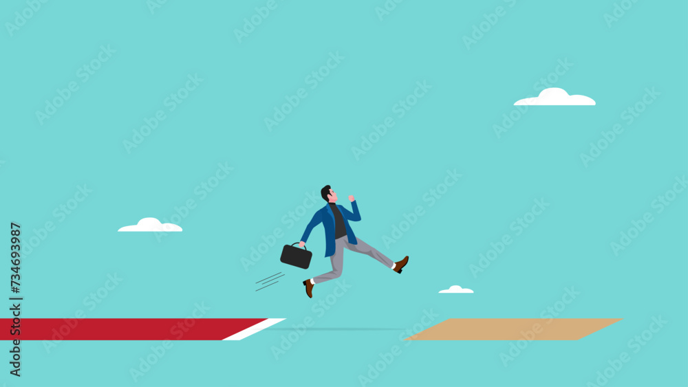effort to achieve business target or goal, ambition to win the business competition, strive to do better to achieve career success, businessman long jump to winning new record vector illustration effort to achieve business target or goal, ambition to win the business competition, strive to do better to achieve career success, businessman long jump to winning new record vector illustration