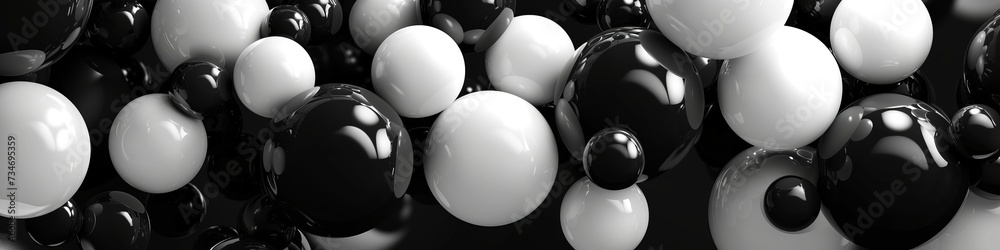 © Yahor Shylau  - Balls glossy black and white background.