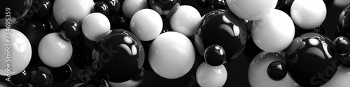 Balls glossy black and white background. photo
