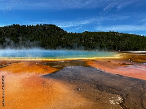 Scenic view of Prismatic Spring, Yellowstone