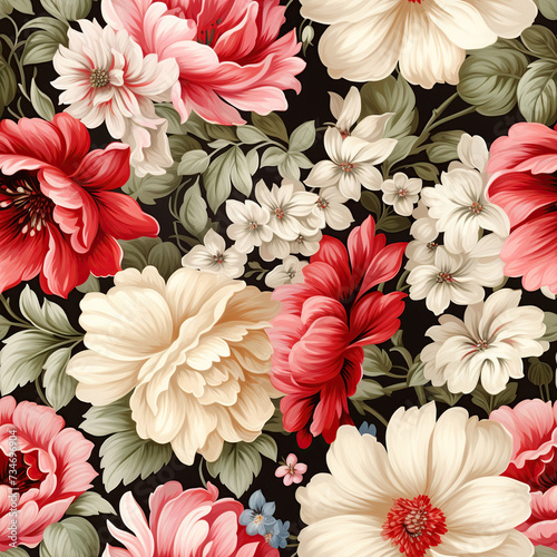 seamless pattern illustration of vintage floral flower for sublimation print and textile