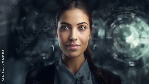A individual Women Labour in a well-lit, modern Factory environment, focus on the person with blurred background. The atmosphere is calm and conducive for productivity and innovation
