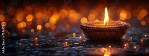 Glowing Golden Bowl on a Rainy Night Generative AI © Bipul Kumar