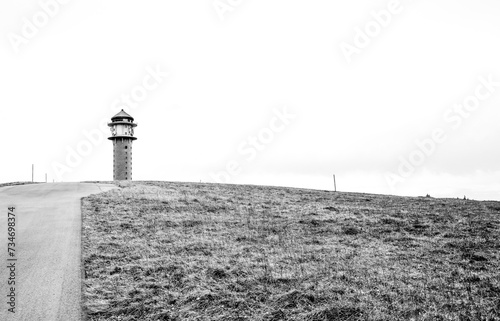 Landscape in autumn at Feldberg in the Black Forest. Hiking trail at the Feldberg tower on the Feldbergsteig. Nature in the Breisgau-Hochschwarzwald district in Baden-Württemberg.
 photo