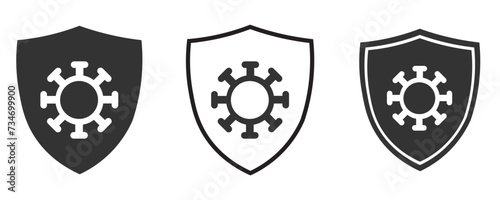 protection immune icon. Shield symbol virus immune system design vector ilustration.