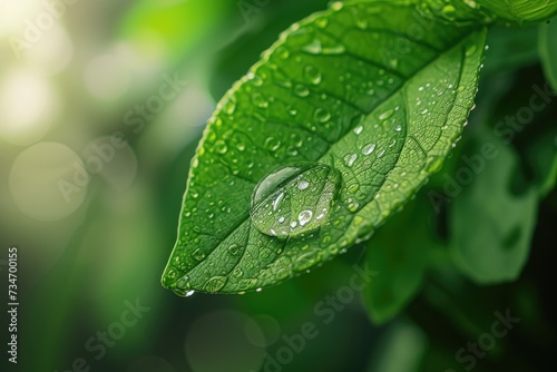 Reducing carbon within water droplets on green leaves to reduce CO2.
