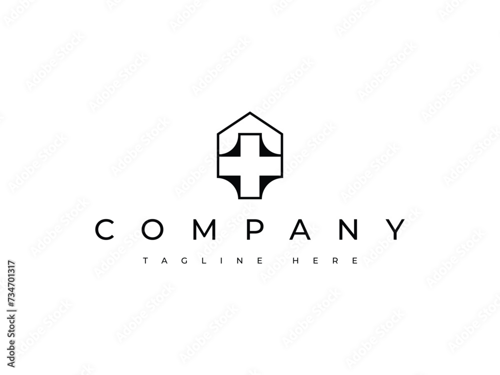 hospital logo. house with medical cross plus logo design hospital logo. house with medical cross plus logo design