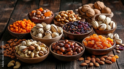 Various kinds of nuts and dried fruits