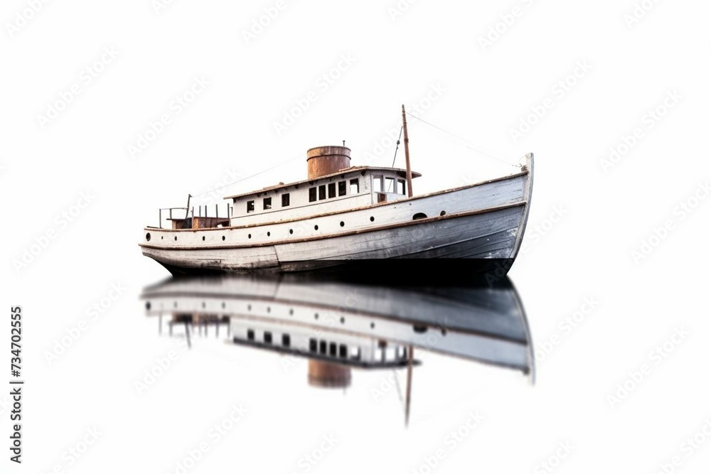 Large boat isolated on white background. Generative AI