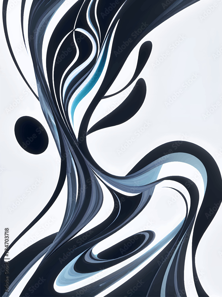 Fototapeta premium Black and white abstract painting of smoke on a white background