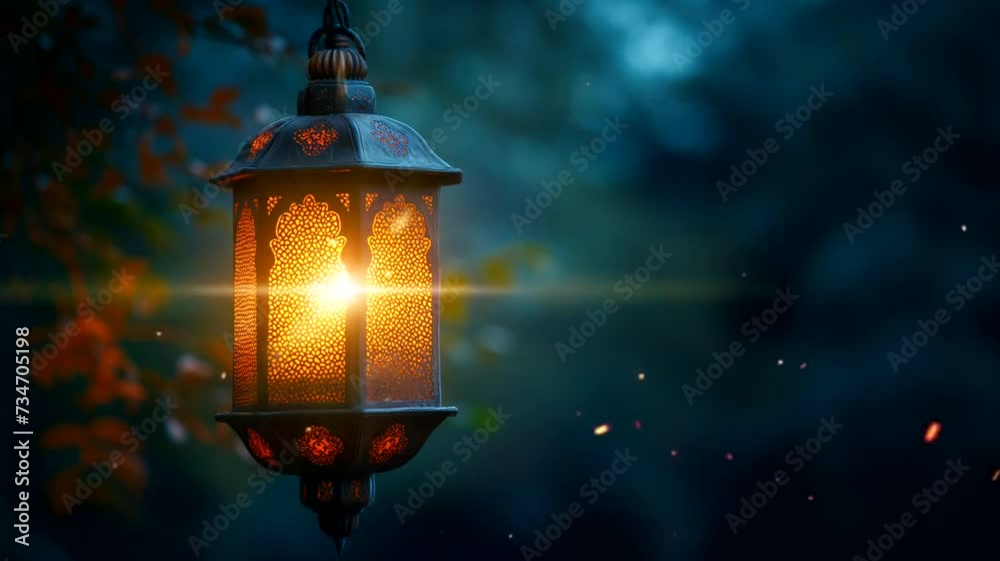 Lantern in the night with fireflies. Looping time-lapse video animation background Lantern in the night with fireflies. Looping time-lapse video animation background