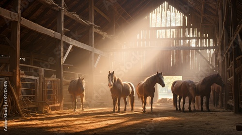 stble horses in a barn