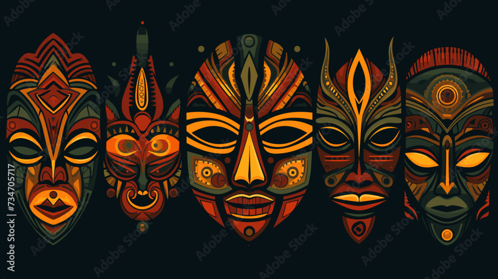 Abstract African mask designs forming an intricate wallpaper.simple Vector Illustration art simple minimalist illustration creative