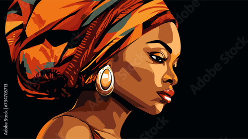 Abstract African woman with headwrap and traditional attire  representing elegance.simple Vector Illustration art simple minimalist illustration creative