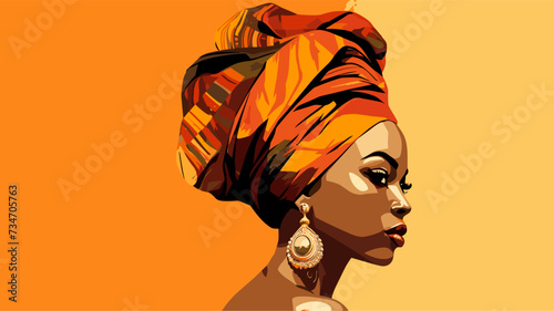 Abstract African woman with headwrap and traditional attire  representing elegance.simple Vector Illustration art simple minimalist illustration creative