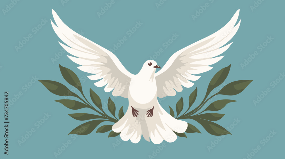 Obraz premium Abstract flying dove with an olive branch representing peace and hope.simple Vector Illustration art simple minimalist illustration creative