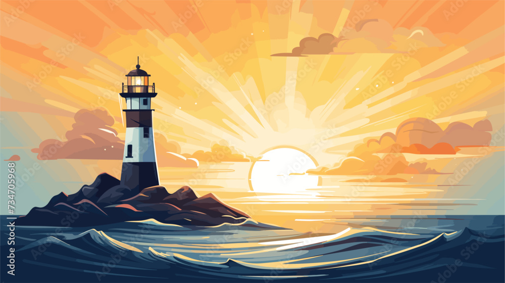 Abstract lighthouse with a shining beam  symbolizing guidance and hope.simple Vector Illustration art simple minimalist illustration creative