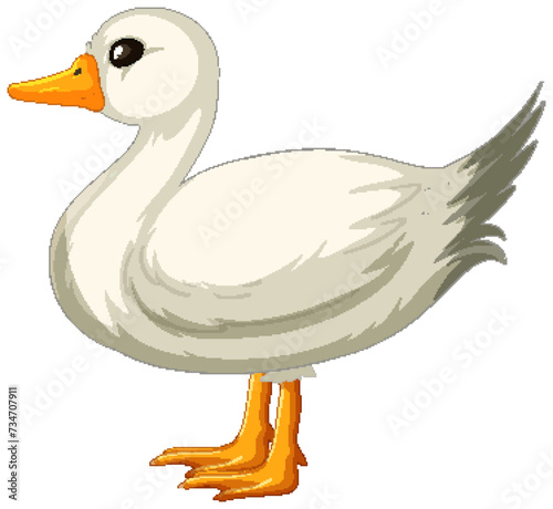 Cartoon vector of a cute white duck standing.