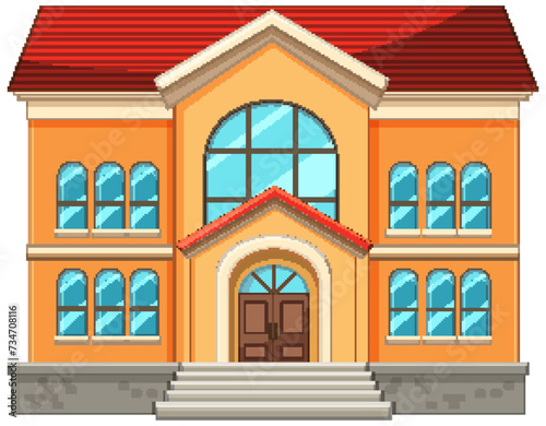 A vibrant, welcoming schoolhouse in vector format.