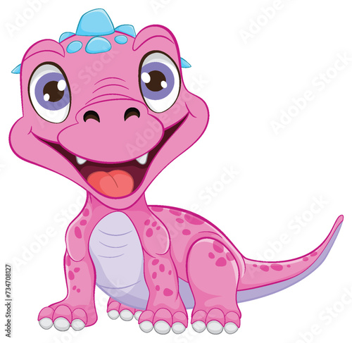 Cute animated pink dinosaur with a friendly smile