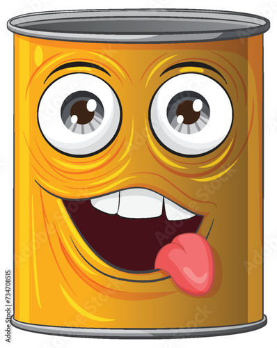 Vector illustration of a cheerful animated can