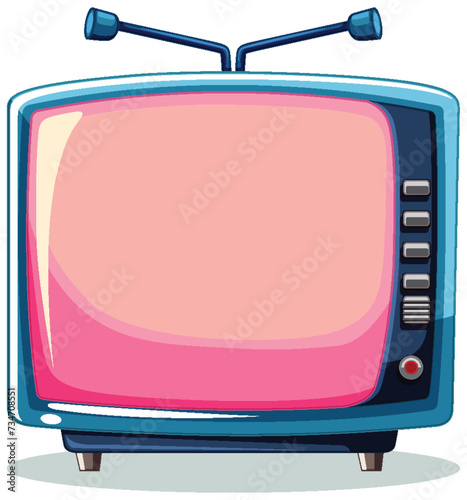 Colorful vector of a vintage TV with antenna