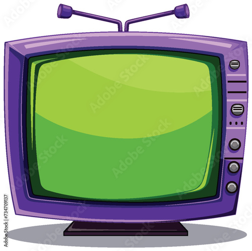 Colorful vintage TV with blank screen