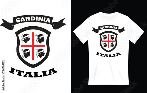 Obraz na plátně Vector Sardinia Island Flag ,  Italy T-Shirt Design.